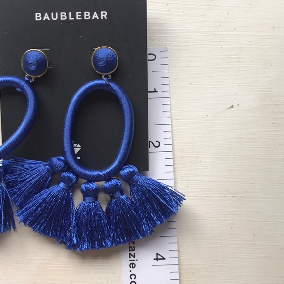 Royal Blue Bauble Bar earrings - Picture 3 of 5